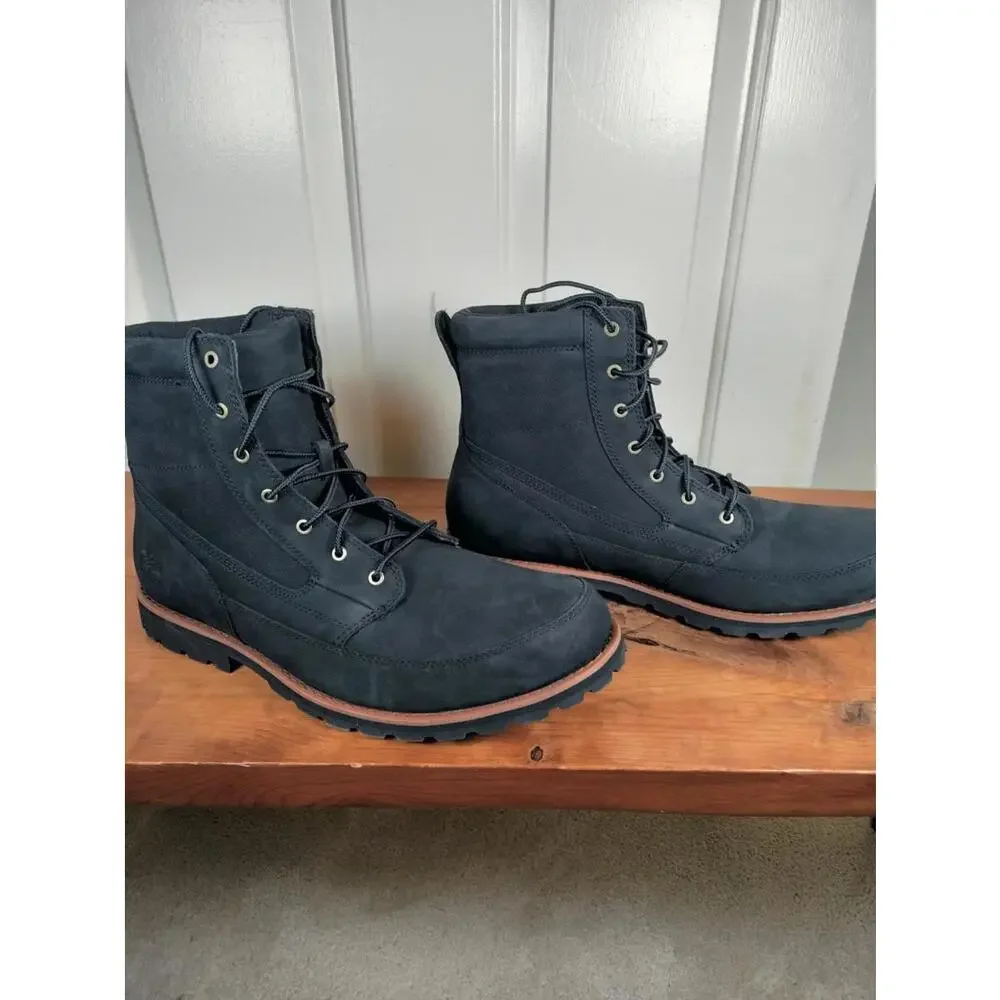 Timberland Men's Attleboro Mid Lace Boots Jet Black Leather‎ Size 13 NIB A657D
